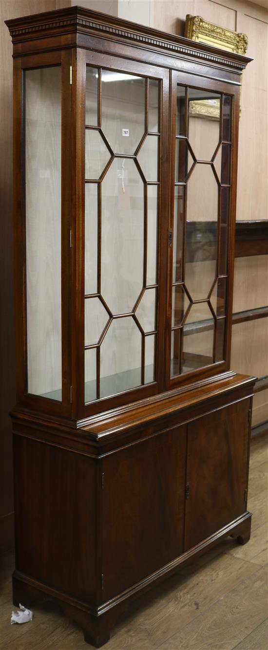 A Georgian style glazed mahogany bookcase/display cabinet W.100cm